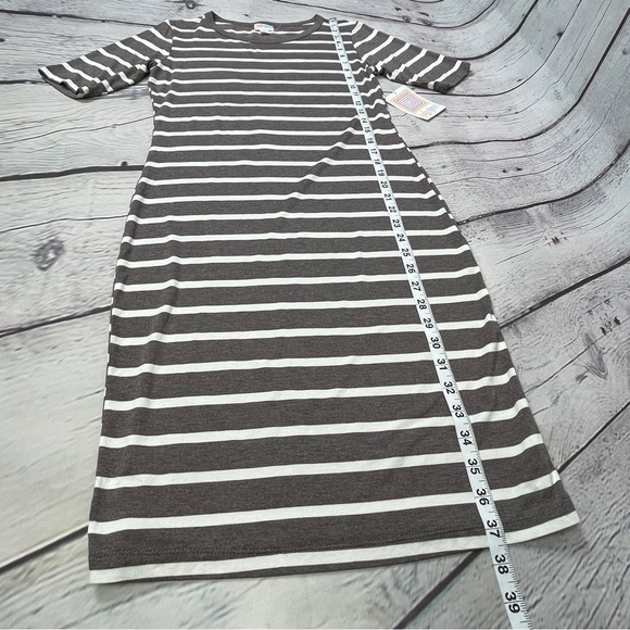 LULAROE Julia brown white striped short sleeve soft lightweight dress NEW size S - Picture 10 of 12